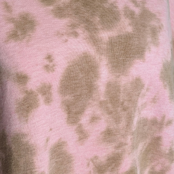 Chaser Hoodie Cashmere Blend Tie Dye Cropped Pullover Pink Olive M NWT - Picture 12 of 14
